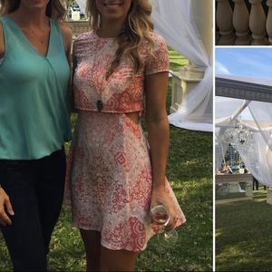 Pink (salmon) and white with peep hole sides